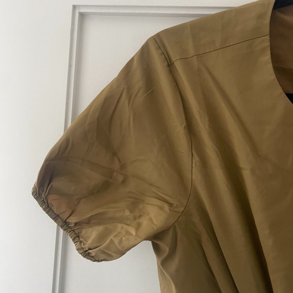 Staud Calypso Cut-out Waist Midi Dress Medium Caper Green Puff Short Sleeve - Picture 6 of 12